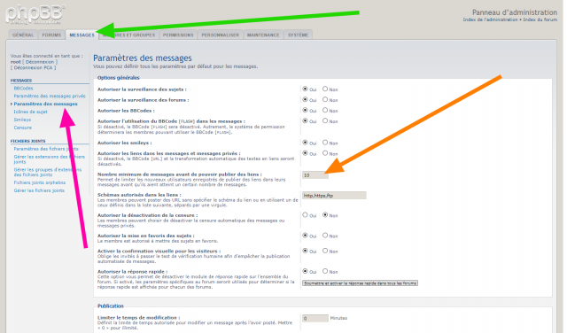 phpBB - Extension - Disallow links before x posts - Paramètre de l’outil.png