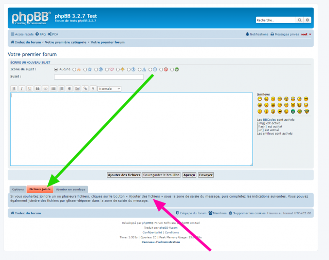 phpBB - Extension - Move Add files button - Page de l’éditeur complet - Mise en valeur de l’onglet Fichiers joints.png