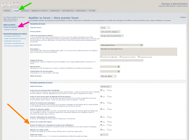 phpBB - Modification - One post per topic - Gestion des forums - Paramètre.png