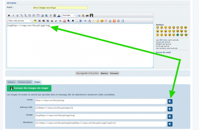 phpBB - Extensions - Imgur - Vue de la page de l'édicteur complet - Insertion de l’image dans son message.png
