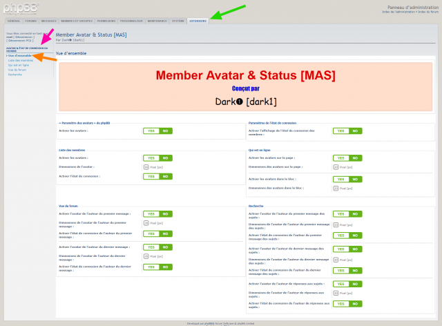 phpBB - Extension - Member Avatar & Status - Paramètres - Vue d'ensemble.png