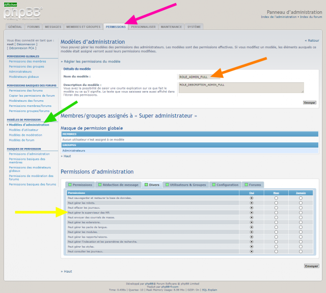 Édition d’un modèle de permissions - Super administrateur - Nouvelle permission ajoutée par l'extension.png (220.81 Kio) Vu 33572 fois Édition d’un modèle de permissions - Super administrateur - Nouvelle permission ajoutée par l'extension.png