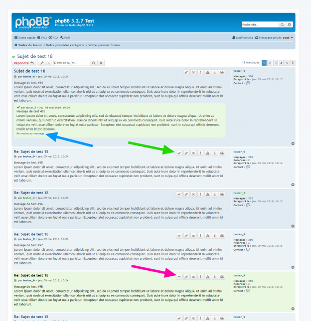 phpBB - Best Answer extension - Page de la vue d’un sujet - Message mis en avant - Actions disponibles.png