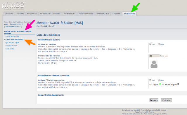 phpBB - Extension - Member Avatar & Status - Paramètres - Liste des membres.png