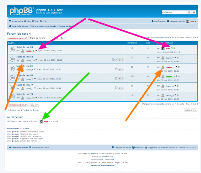 phpBB - Extension - Member Avatar & Status - Page d'un forum.png