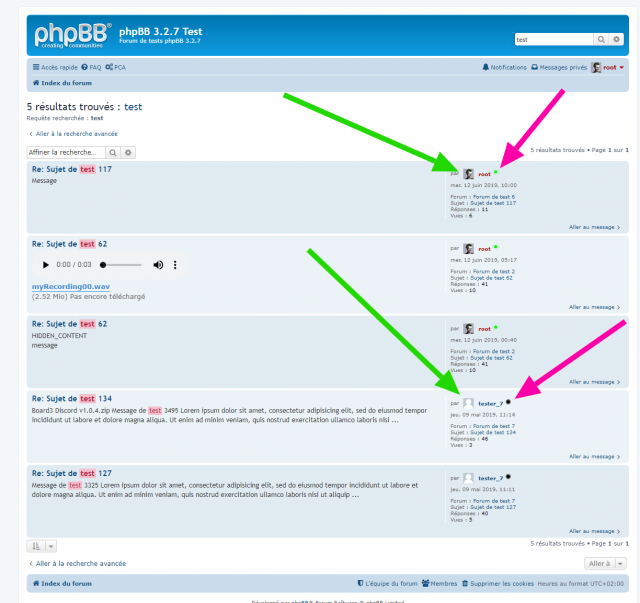 phpBB - Extension - Member Avatar & Status - Page des résultats de la recherche sous forme de messages.png