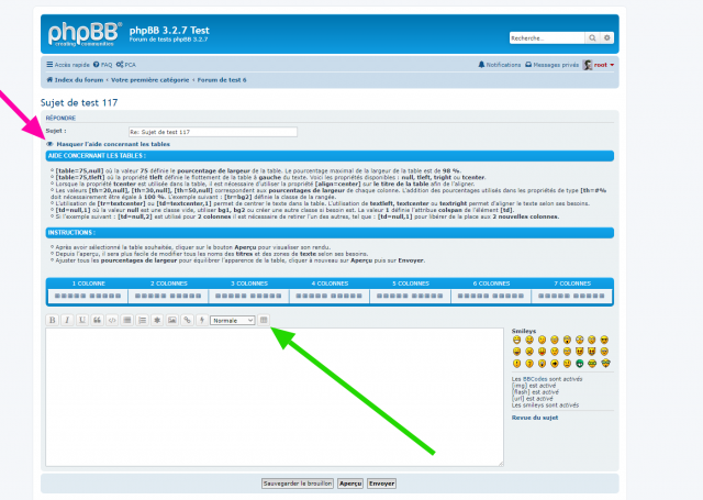 phpBB - Extension - Tables - Vue de l’éditeur complet - Actions disponibles.png